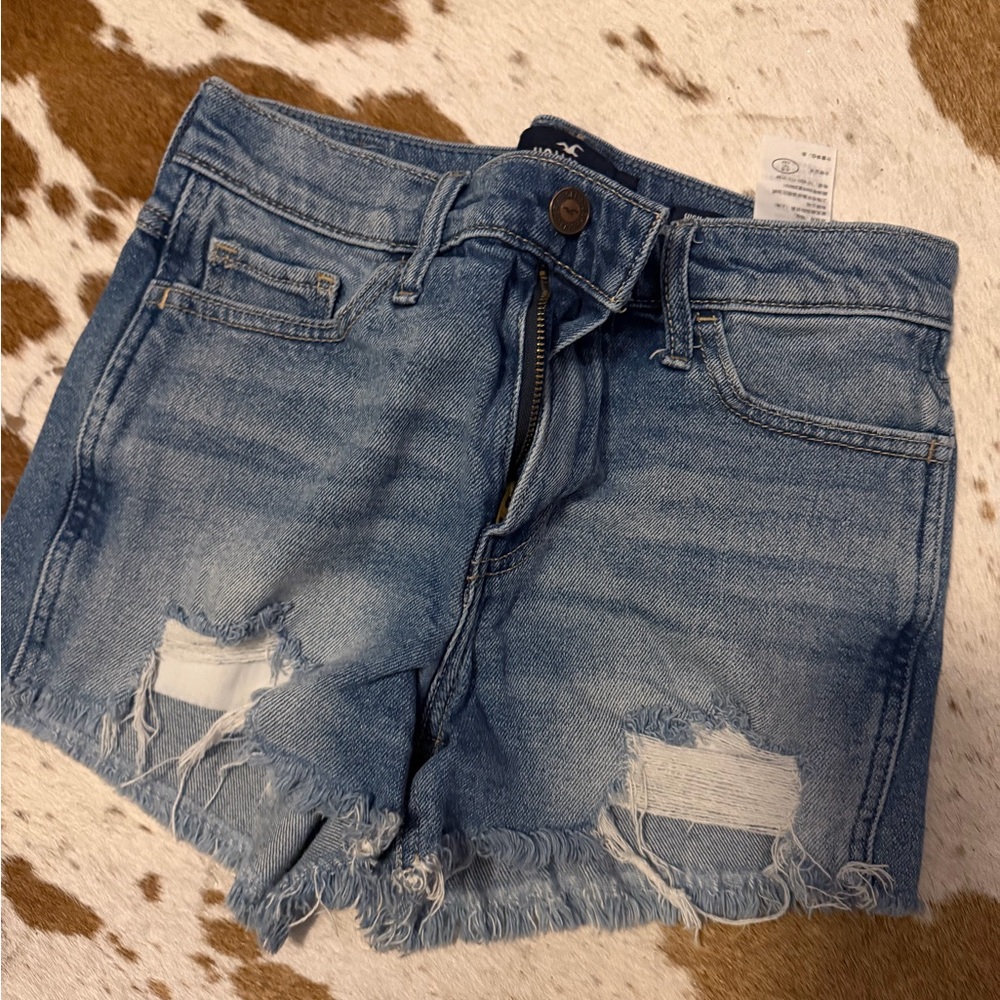 Hollister Light Wash Distressed Denim Shorts